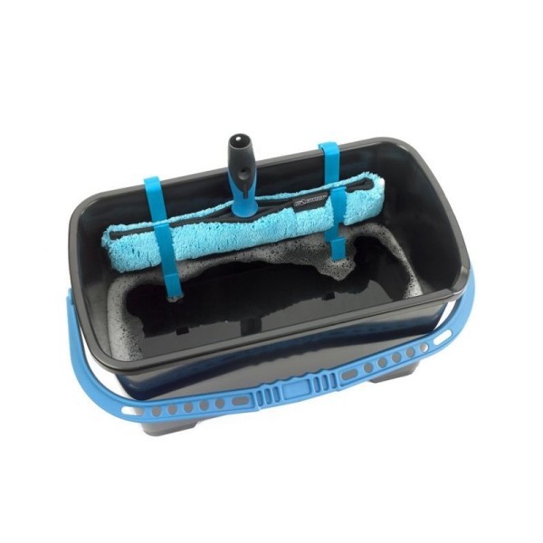 Seau rectangulaire avec égouttoir et crochets 18L Moerman