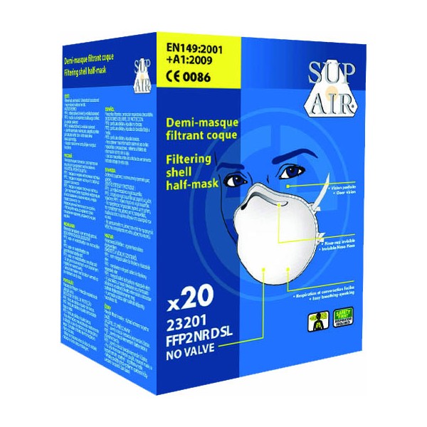 Masque FFP2 NR D SL  Coque (boîte de 20 pièces) (TVA 5.5%) MO23201