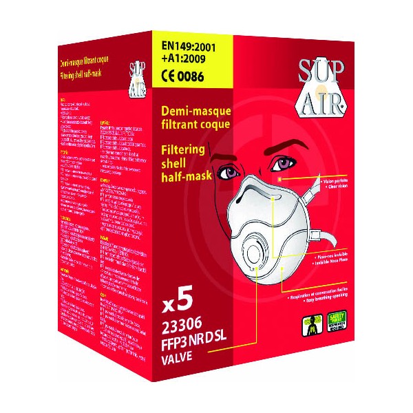 Masque FFP3 NR D SL Coque valve PREMIUM (boîte de 5 pièces) MO23306