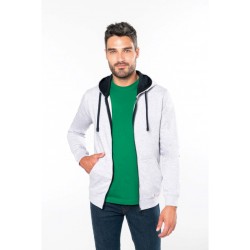Sweat-shirt zippé capuche contrastée - K466
