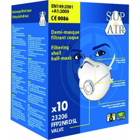 Masque FFP2 NR D SL Coque valve (boîte de 10 pièces) MO23206 Masque FFP2 NR D SL Coque valve (boîte de 10 pièces) MO23206